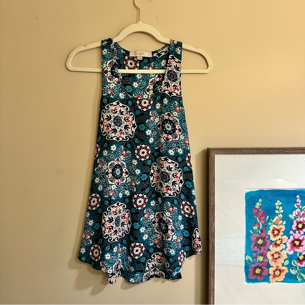 Loft Floral Sleeveless Women's Top - Teal and Black - Picture 7 of 7